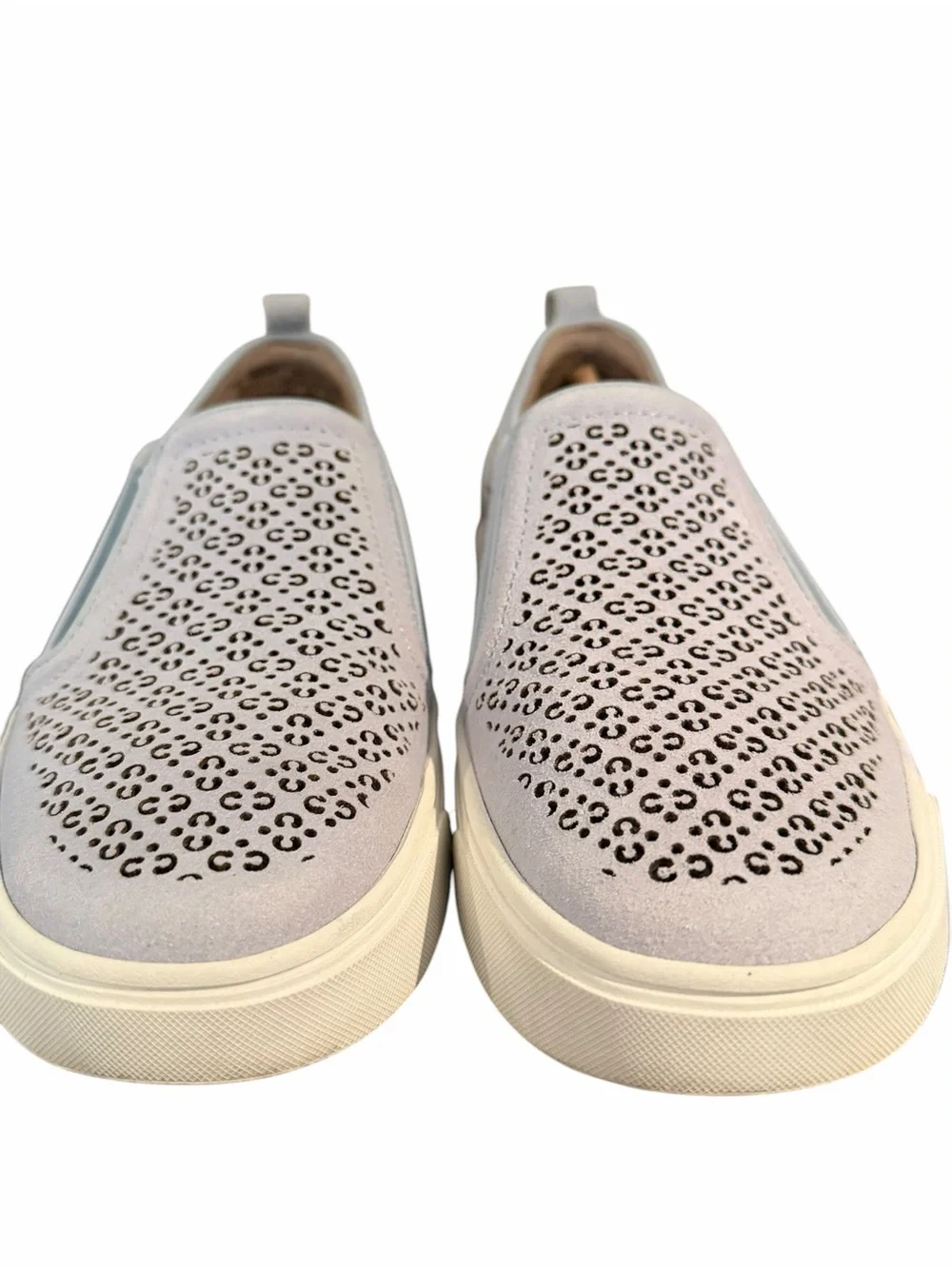 Vionic Kimmie Perforated Slip On Sneakers Light Blue Suede Comfort Shoes 6 W